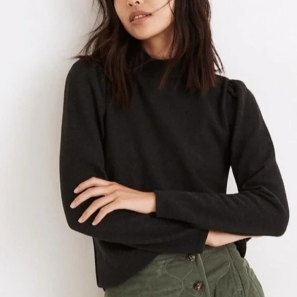 Madewell Tops - Madewell (Re)Sourced Plush Mockneck Puff-Sleeve Top